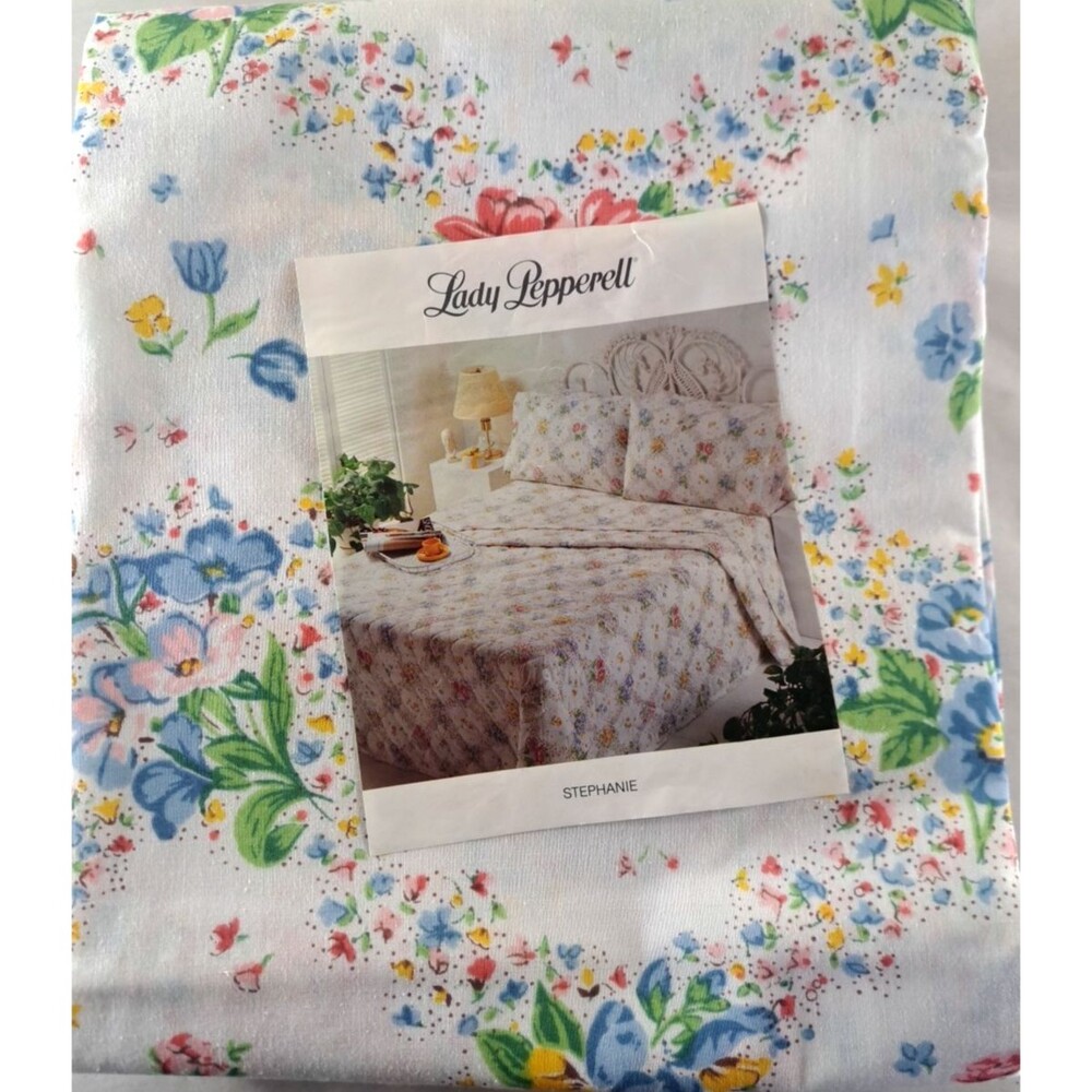 Vintage NEW Lady Pepperell Stephanie Flat Twin Sheet NWOT Floral Muslin
